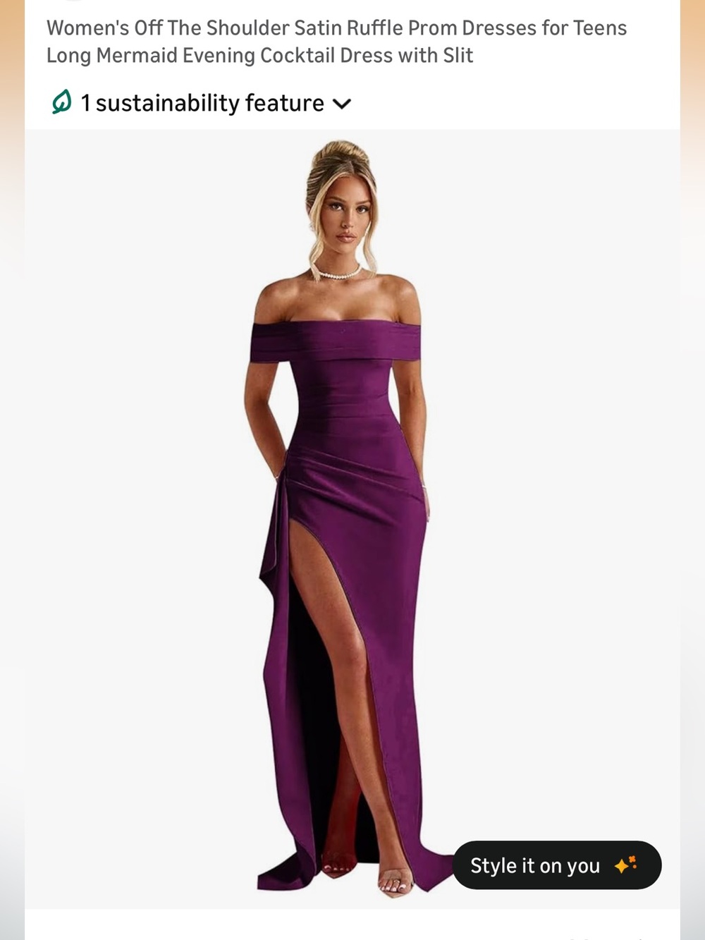 Elegant Off-the-Shoulder Strapless Evening Gown in Plum